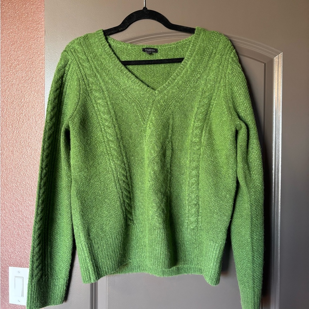 Talbots Vibrant Green V-Neck Sweater